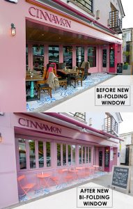 Bi Fold Windows Before and After Shop Front - Laurel Bank Joinery - Cinnamon Monkstown -Dublin