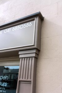 Image of a Shop Front Corbel and Signage in Louth - Hair Salon Corbel by Laurel Bank Joinery Shop Fronts